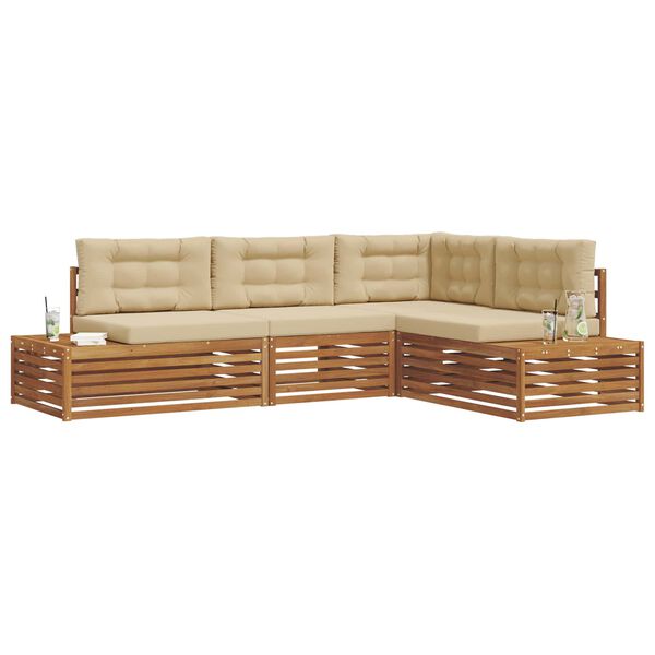 vidaXL Outdoor-Sofagarnitur mit Kissen 4 St&uuml;ck Natur und Beige