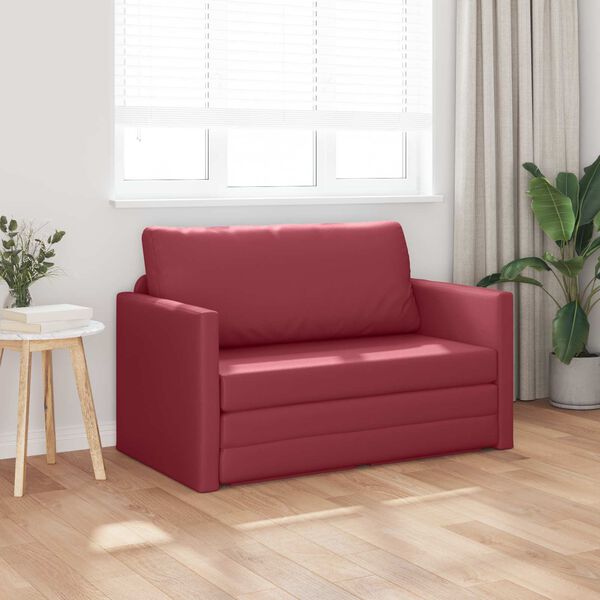 vidaXL Schlafsofa 110cm Weinrot Kunstleder