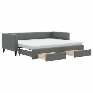 vidaXL Tagesbett Ausziehbar mit Schubladen Dunkelgrau 90x190 cm Stoff