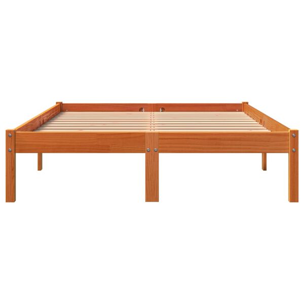vidaXL Massivholzbett ohne Matratze Wachsbraun 135x190 cm Kiefernholz