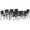 vidaXL Garten Essgruppe mit Kissen 9 pcs Schwarz Poly-Rattan