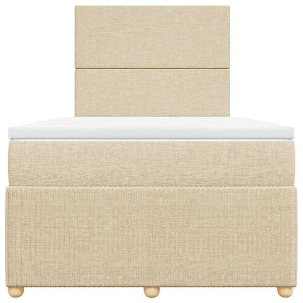 vidaXL Boxspringbett mit Matratze Creme 120x190 cm Stoff