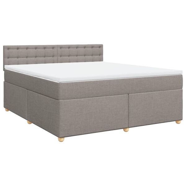 vidaXL Boxspringbett mit Matratze Taupe 180x200 cm Stoff