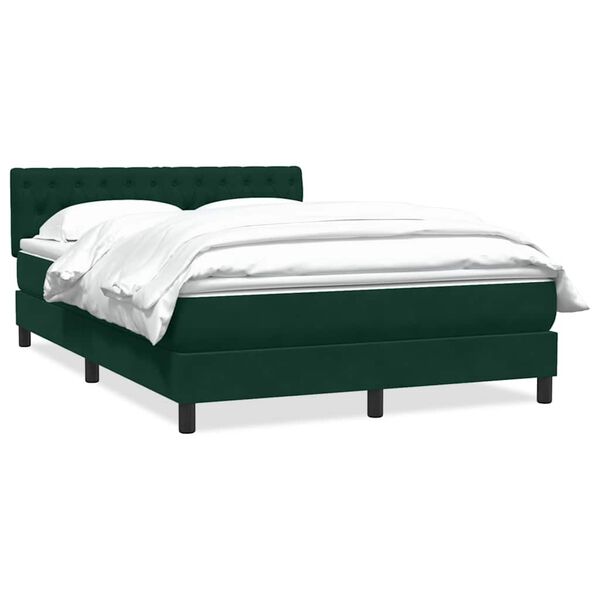 vidaXL Boxspringbett mit Matratze Dunkelgr&uuml;n 160x210 cm Samt