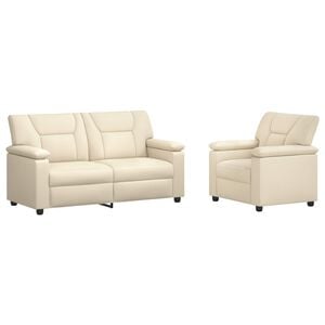 vidaXL Sofa-Set 2 pcs Creme Kunstleder