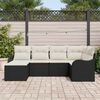 vidaXL Garten-Sofa-Set mit Kissen 6 pcs Schwarz und Weiß Poly Rattan