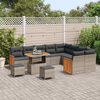 vidaXL Gartensofa-set mit Kissen 13 pcs Grau Poly-Rattan
