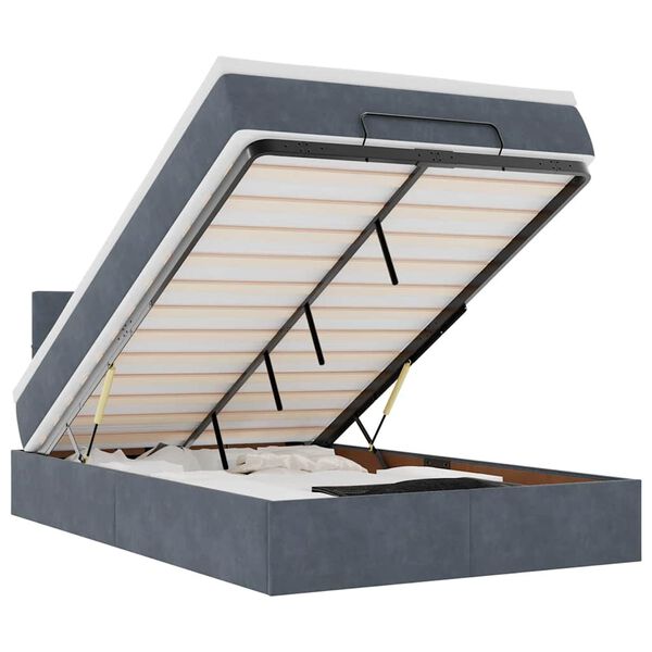 vidaXL Ottoman-Bett mit Matratze Dunkelgrau 120x200 cm Samt