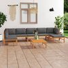 vidaXL 8-tlg. Garten-Lounge-Set mit Grauen Kissen Massivholz Teak
