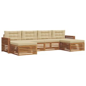 vidaXL Sofagarnituren 6 pcs Natur und Beige Massivholz Akazie