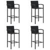 vidaXL Barhocker 4 Stk. Schwarz Poly Rattan
