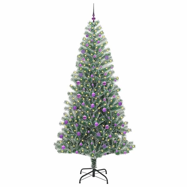 vidaXL K&uuml;nstlicher Weihnachtsbaum beschneit mit LED Licht 240 cm