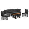 vidaXL Gartensofa-set 7 stk. Schwarz und Dunkelgrau Poly-Rattan