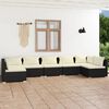 vidaXL 7-tlg. Garten-Lounge-Set mit Kissen Poly Rattan Schwarz