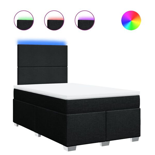 vidaXL Boxspringbett mit Matratze Schwarz 120x190 cm Stoff