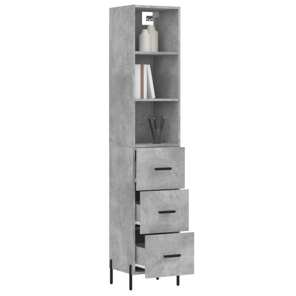 vidaXL Highboard Betongrau 34,5x34x180 cm Holzwerkstoff