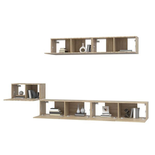 vidaXL 5-tlg. TV-Schrank-Set Sonoma-Eiche Holzwerkstoff