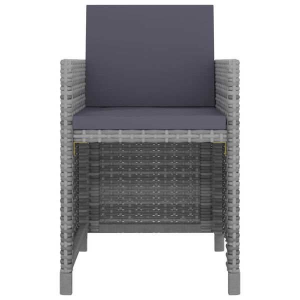 vidaXL 9-tlg. Garten-Essgruppe mit Auflagen Poly Rattan Anthrazit