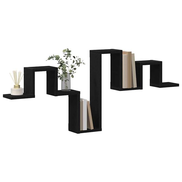 vidaXL Wandregal Wandmontiert Schwarz Eichen-Optik 104,5 x 43 x 10 cm