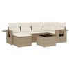 vidaXL 7-tlg. Garten-Sofagarnitur mit Kissen Beige Poly Rattan