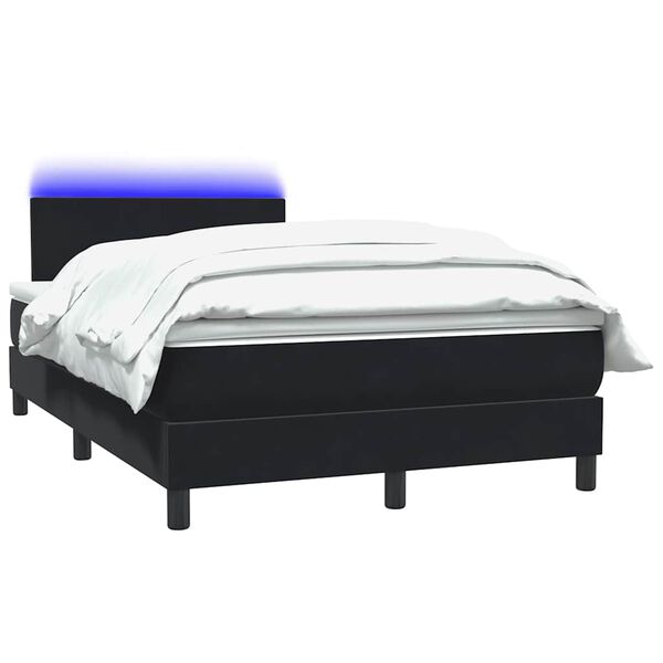 vidaXL Boxspringbett mit Matratze & LED Schwarz 120x210 cm Samt
