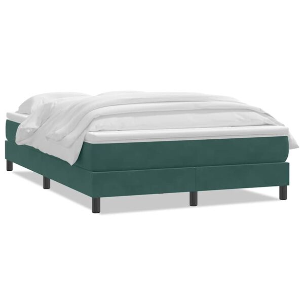 vidaXL Boxspringbett mit Matratze Dunkelgr&uuml;n 160x210 cm Samt