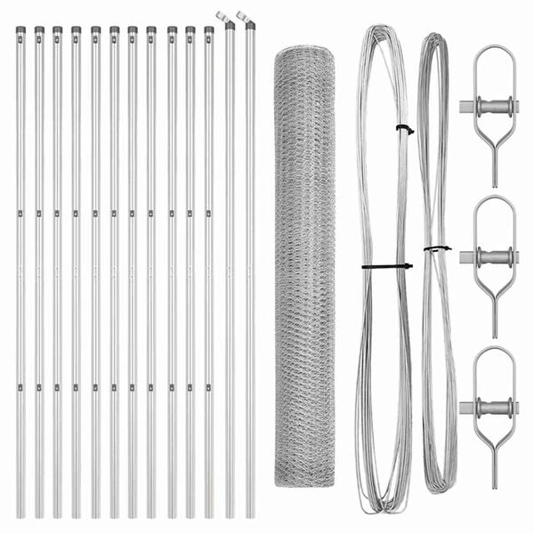 vidaXL Zaunpfosten Silber 25 x 1,4 m (25 mm Netz) Stahl