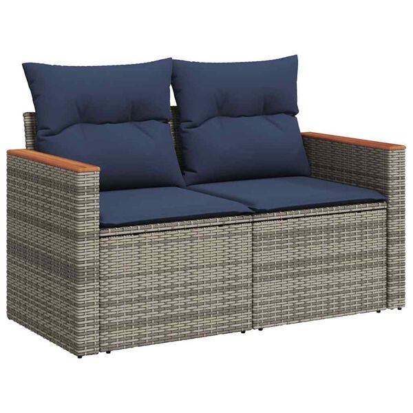 vidaXL 6-tlg. Garten-Sofagarnitur mit Kissen Grau Poly Rattan