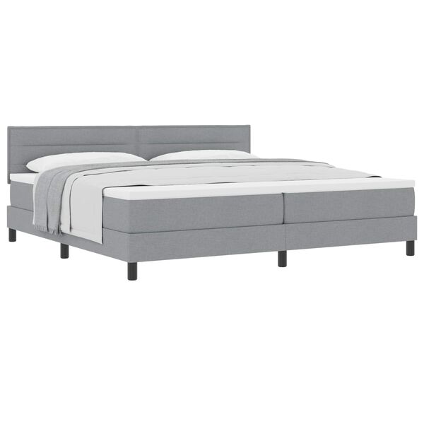 vidaXL Boxspringbett mit Matratze Hellgrau 200 x 200 cm Stoff
