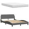 vidaXL Bett mit Matratze "Hanko" Dunkelgrau 140x190 cm Stoff