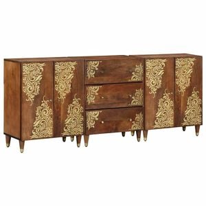 vidaXL Badezimmerschrank-Set mit Schubladen 3 pcs Honigbraun und Gold