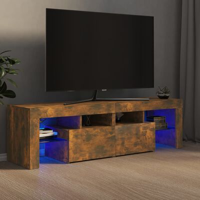 vidaXL TV-Schrank mit LED-Leuchten Räuchereiche 140x36,5x40 cm