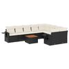 vidaXL 10-tlg. Garten-Sofagarnitur mit Kissen Schwarz Poly Rattan