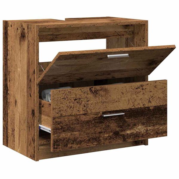 vidaXL Badezimmerschrank mit T&uuml;r Altholz 59 x 37 x 59 cm Holzwerkstoff