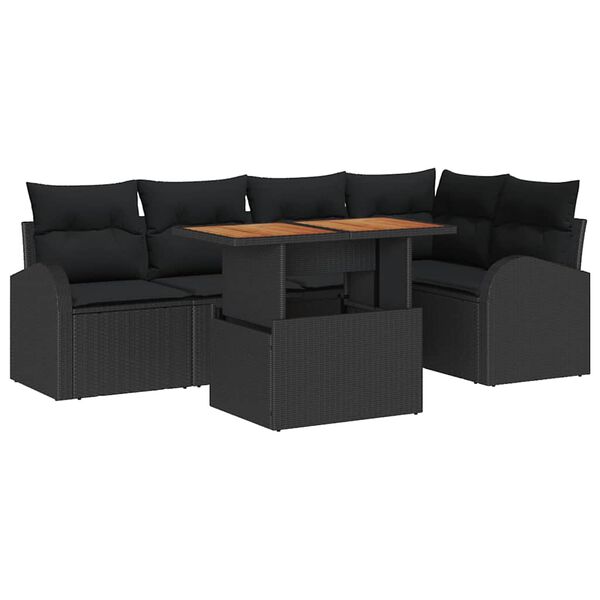 vidaXL Garten-Sofa-Set mit Kissen 6 pcs Schwarz