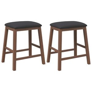vidaXL Barst&uuml;hle mit Kissen 2 Stk. Braun Massivholz Gummibaum