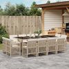 vidaXL 13-tlg. Garten-Essgruppe mit Kissen Beige Poly Rattan