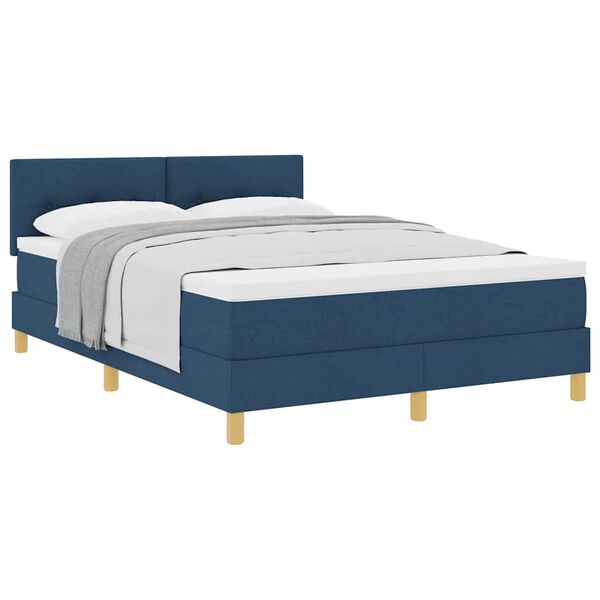 vidaXL Boxspringbett mit Matratze mit Matratze Blau 140 x 200 cm Stoff