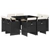 vidaXL 9-tlg. Garten-Essgruppe mit Kissen Schwarz Poly Rattan