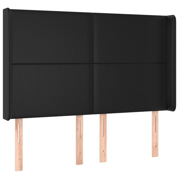 vidaXL LED Kopfteil Schwarz 147x16x118/128 cm Kunstleder