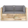 vidaXL 2-Sitzer Outdoor-Sofa mit Kissen Gr&uuml;n Impr&auml;gniertes Holz