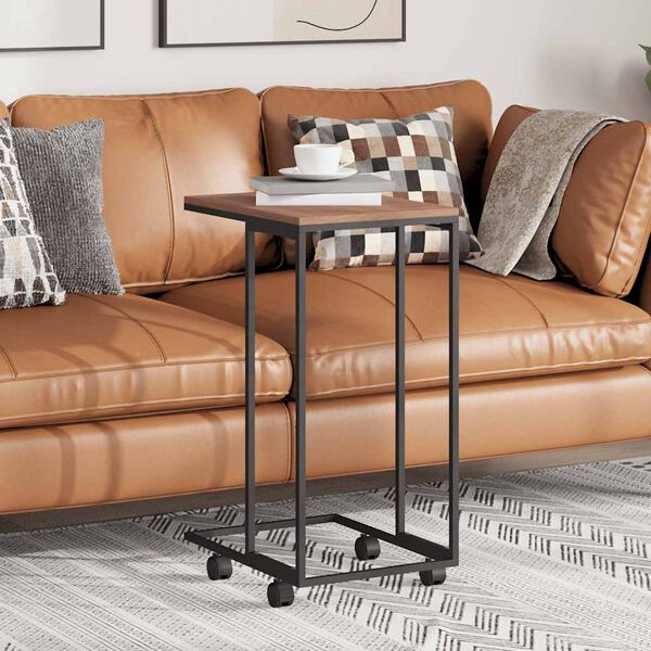 vidaXL Beistelltisch mit Rollen Schwarz 40x30x63,5 cm Holzwerkstoff