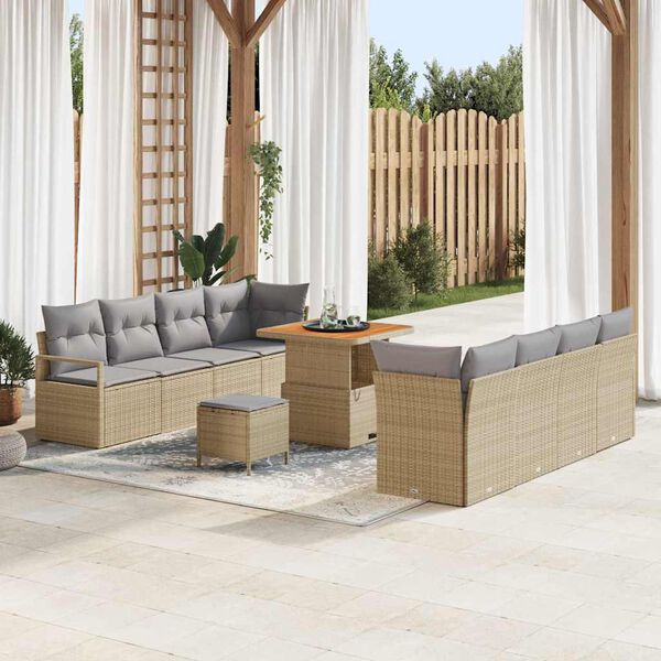 vidaXL Garten-Sofa-Set mit Kissen Beige und Hellgrau 80 x 80 x 71 cm