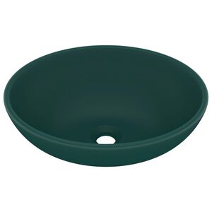 vidaXL Luxuri&ouml;ses Ovales Waschbecken Matt Dunkelgr&uuml;n 40x33 cm Keramik