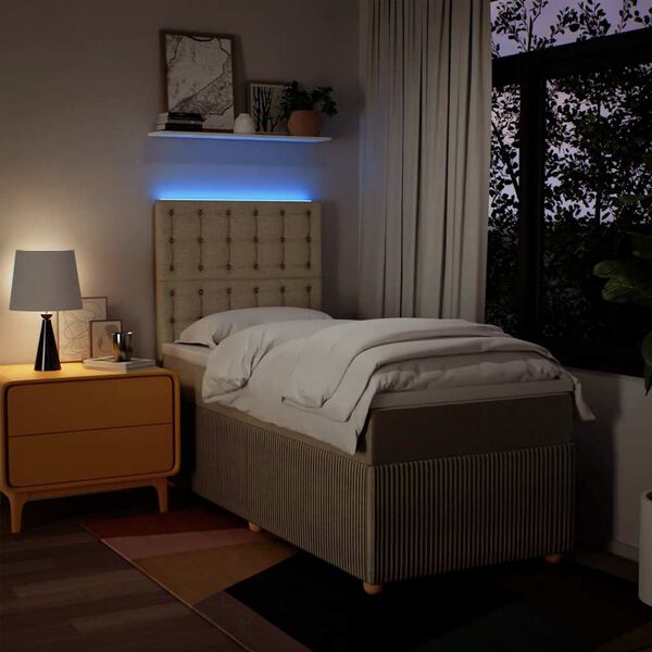 vidaXL Boxspringbett mit Matratze Creme 90x190 cm Stoff