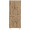 vidaXL Highboard 2 pcs Artisan-Eiche Ingenieurholz und Glas