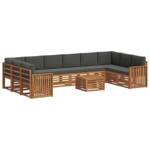 vidaXL Outdoor-Sofagarnitur 11 stk. Natur und Anthrazit