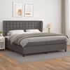 vidaXL Boxspringbett mit Matratze Grau 200x200 cm Kunstleder