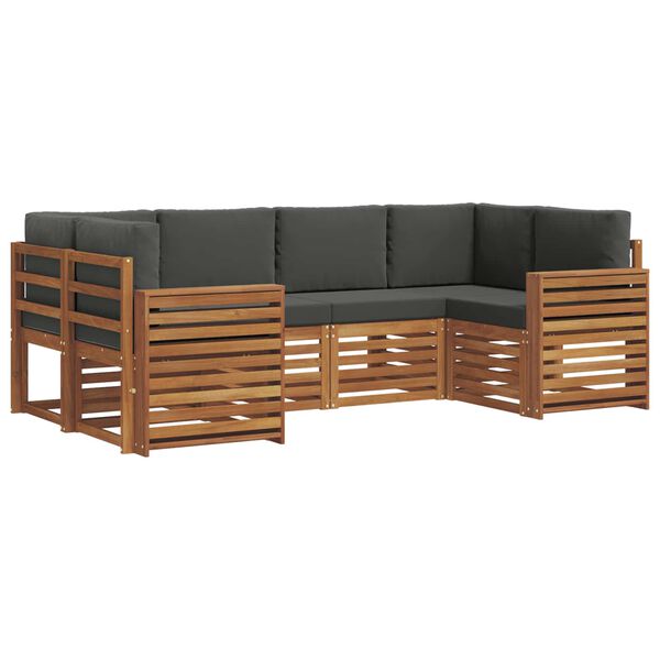 vidaXL Ecksofa Set 6 pcs Natur und Anthrazit Massivholz Akazie