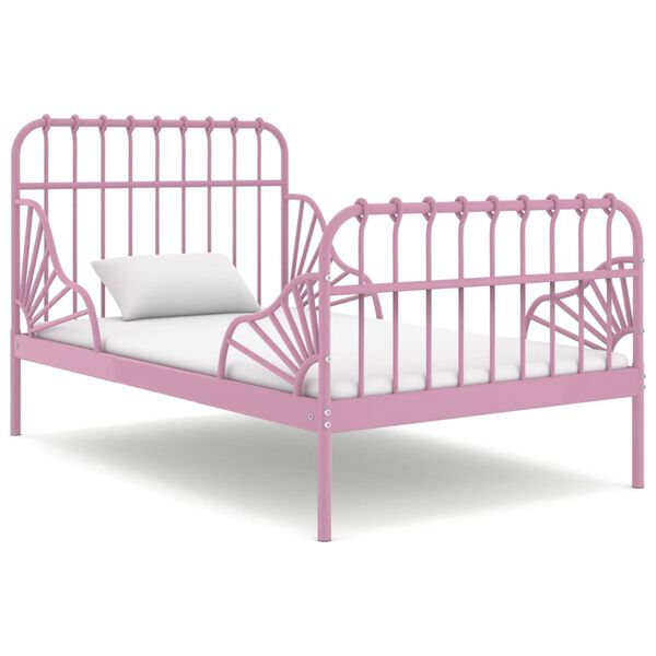 vidaXL Ausziehbett Rosa Metall 80x130/200 cm